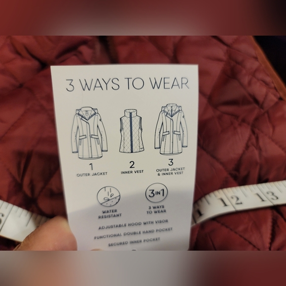 NWT LANDS END 3 in 1 coat/vest burgundy womens small - Picture 10 of 15